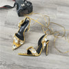 2024 Luxury Rhinestone Pointed Sandals Prom Super High Heel Sandals Slim Heel Dress Show Sandals Oversized 34-43 Women's Shoes