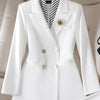 Fashion Women Blazer Ladies Fall Winter Black Red White Long Sleeve Double Breasted Slim Female Jackets Coat