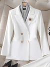 Fashion Women Blazer Ladies Fall Winter Black Red White Long Sleeve Double Breasted Slim Female Jackets Coat