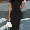 Summer heart-shaped print short sleeved women's sexy dress Casual Round Neck Pullover Dress Solid Color