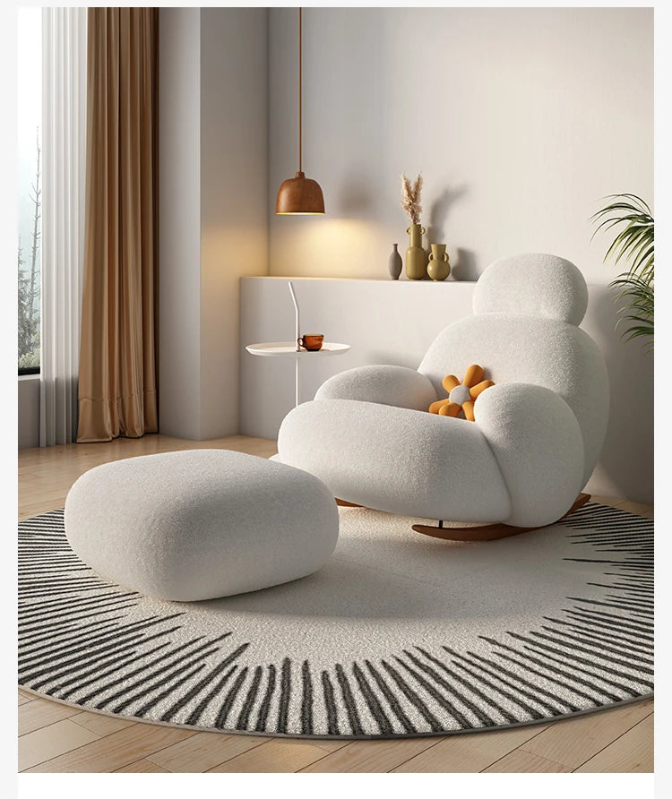 Fluffy White Wohnzimmerstuhl Modern Niedlich Boden Ergonomischer Wohnzimmerstuhl Lounge Relaxsessel Möbel Salon Home Möbel
