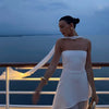 TARUXY Mode Trägerloses Kleid mit Band Frauen Elegantes Ärmelloses Mesh Strand Urlaub Langes Kleid Frühling 2025 Neues Damenkleid