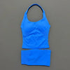 2 Pieces Sports Set Women Backless Halter Tops High Waist Seamless Hight Stretch Shorts Gym Suit Sportswear Workout Sets