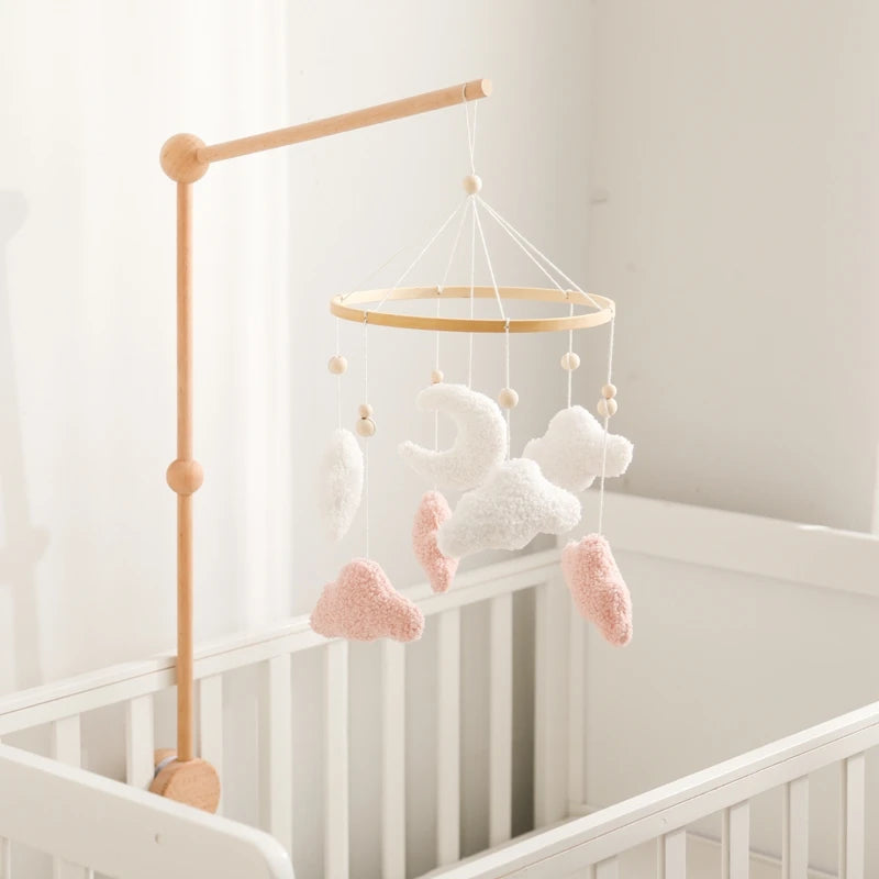 Baby-Kinderbett-Mobile-Rassel-Spielzeug 0-12 Monate Säugling Weicher Filz Teddy Samt Rosa Bär Bettglocke Hängendes Spielzeug Halterung Babybett Mädchen Spielzeug