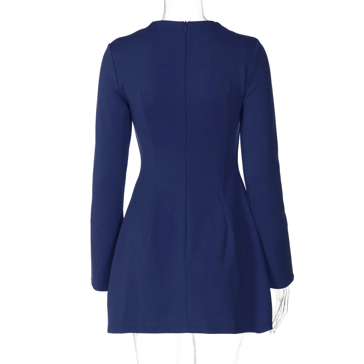 Hugcitar 2024 Frühling O-Ausschnitt Langarm Uni Patchwork Reißverschluss Sexy Bodycon Minikleid Damen Mode Outfits Geburtstagsparty Y2K