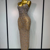 Luxury Rhinestones Sexy Mesh See Through Bodycon Dress Women Birthday Evening Cocktail party Gown Red Carpet Club Stage Outfit