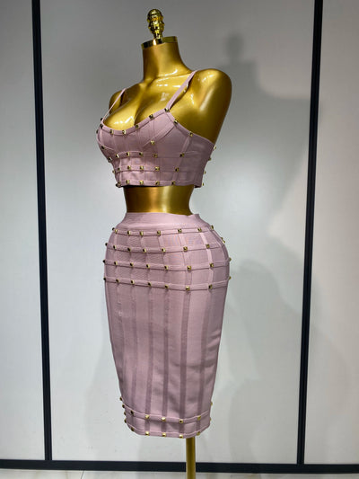 High Quality Women Sexy Luxury Birthday BandageTwo Piece Set Evening Party Prom Gown Celebirty High Street Club Party Outfit
