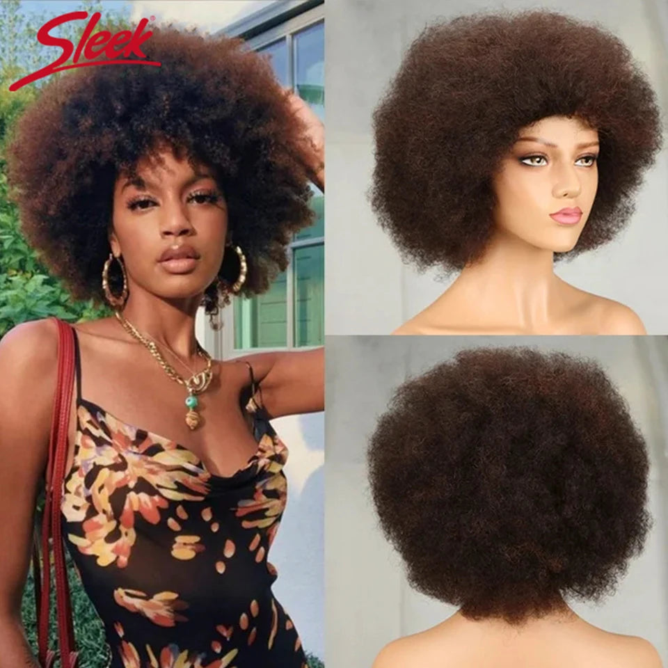 Brasilianische Afro Kinky Curly Bob Perücken P4/30# 200% Dichte Remy Echthaarperücken Braunfarbe P2/33# F1B/99J Perücken mit Pony für Schwarz