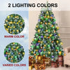 Christmas Tree with 300 Lights Artificial Xmas Tree with 360 Rotation Design LED Warm Multicolor Lights Xmas Tree Holiday Decor