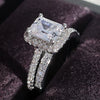 2023 New Luxury Silver Color Luxury Big Wedding Rings Set for Bridal Women Engagement Finger Party Gift Designer Jewelry R4428
