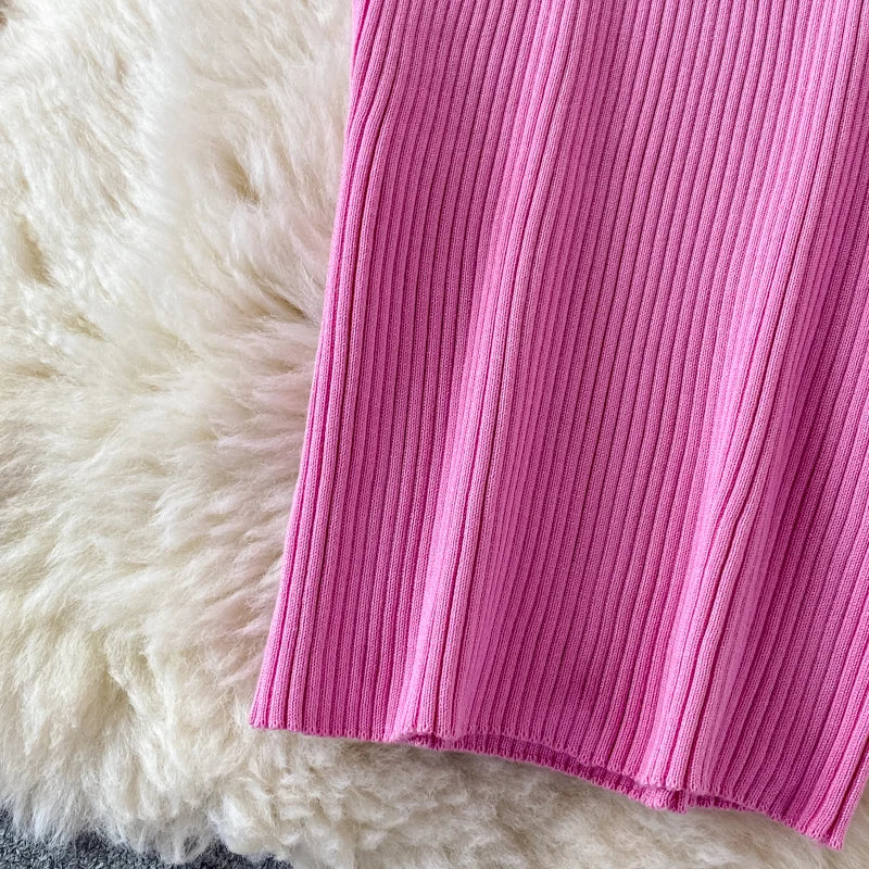 YuooMuoo Autumn Winter 2025 Women Dress Elegant Cross V-neck Slim Waist Knitted Bodycon Dress Korean Office Lady Vestidos
