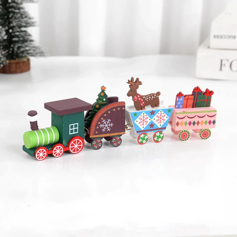 Weihnachten Holzeisenbahn Frohe Weihnachten Dekorationen für Zuhause 2024 Weihnachtsbaumschmuck Navidad Noel Kindergeschenk Frohes Neues Jahr 2025