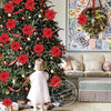 3/10Stück 14cm Weihnachtsblumen Glitzer Rot Gold Blütenkopf Weihnachtsbaumschmuck Neujahrsdekorationen für Zuhause Navidad Noel Geschenke