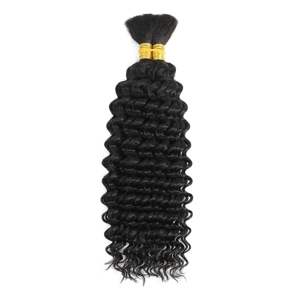 Menschenhaar zum Flechten, Tiefwellen-Bulk zum Flechten, ohne Tressen, Tief gelocktes Flechthaar für Boho Braids, brasilianisches Echthaar
