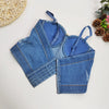 Irene Tinnie Sexy Cute Loch Cartoon Dekoration Push Up Bustier Damen Jeans Bralette Cropped Top Weste Große Größe