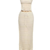 Weird Puss Mesh Backless 2 Piece Set Women Halter Lace-Up See Through Crop Tops+Loose Elegant Long Skirts Vacation Trend Outfits