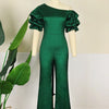 Jumpsuits Women One Piece Party Slim Fit Sexy Oblique Shoulder Wide Leg Long Pants Overalls Elegant Splice Rompers Evening