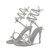 Eilyken Sexy Kristall Schmetterlingsknoten Knöchelriemen Sandalen Damen Mode Offene Spitze Stiletto High Heels Bankett Party Pumps Schuhe