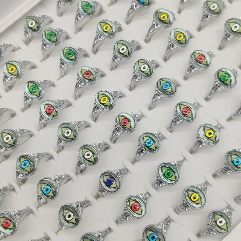 50pc/Lot Jewelry Factory In Stock Finger Rings Women Gold Antique Silver Plate Enamel Opal Crystal Snake Jewelry Party Bar Girl