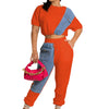 CM.YAYA Workout Denim Patchwork Women Two 2 Piece Set Outfit Sweatsuit 2022 T-shirt and Jogger Pants Matching Set Tracksuit