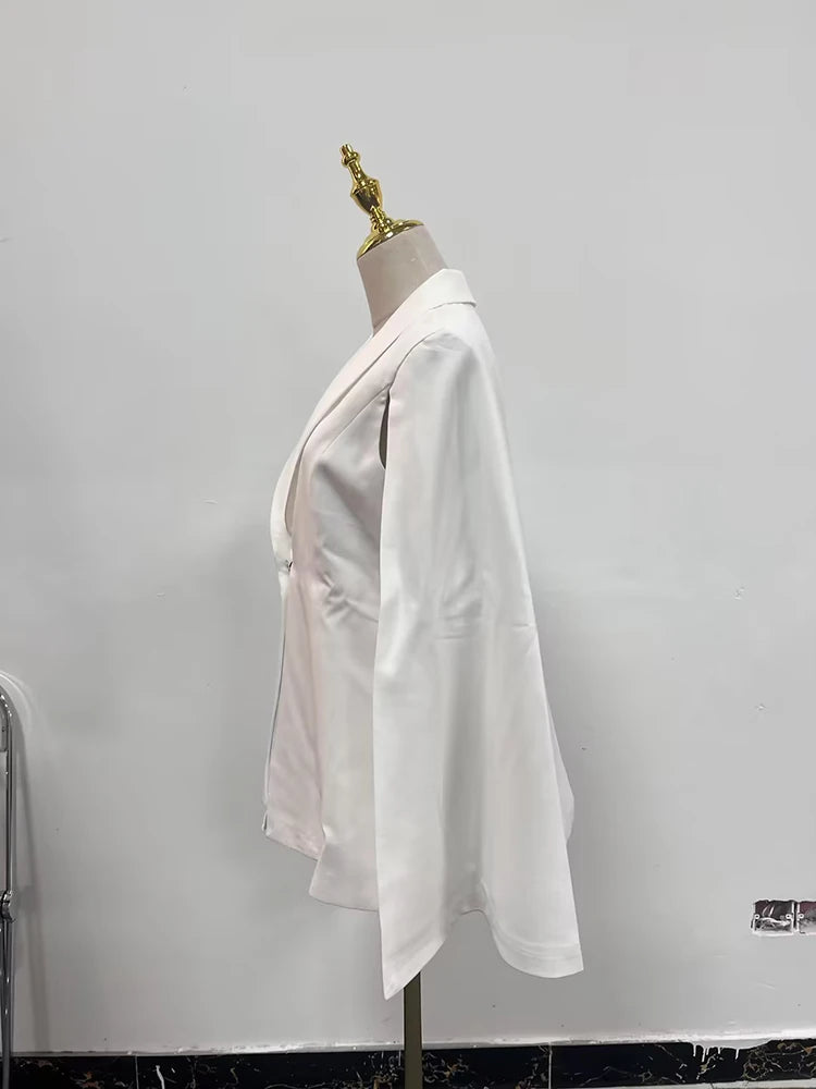 TWOTWINSTYLE Solid Chic Elegante Blazer für Damen Schalkragen Umhangärmel Tunika Schlankmachende Temperament Mäntel Damenmode Neu