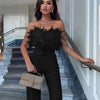 Damen Sexy Jumpsuit Brustwickel Frühling Sommer Mode Weiblich Elegant Weiß Empire Lässig Gerade Lange Jumpsuits