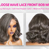 Salz-und-Pfeffer Loose Wave Lace Front Bob Perücke Echthaar Seitenscheitel 5x5 HD Verschluss Lace Perücke Ready To für schwarze Frauen