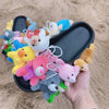 Hausschuhe Damen Baumwoll-Hausschuhe Pelzige Flip-Flops Hausschuhe Süße Teddybär-Puschen Plüsch-Pantoletten Damen Günstige Puschen
