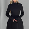 Mozision Long Sleeve Backless Sexy Mini Dress For Women Autumn Winter New O Neck High Waist A-line Club Party Sexy Dress Elegant