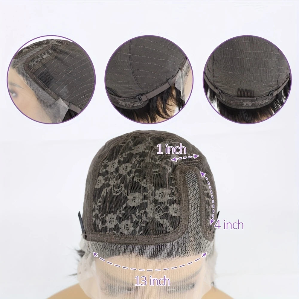 kurze lockige 13×1 T-Part transparente Spitze 6 Zoll Naturhaar Echthaar-Perücken für Frauen 150% Dichte Pixie Cut Perücke