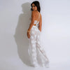 Women Two Piece Pant Sets Sexy Hollow Out Vest Sleeveless Tanks Tops Splice Long Pants Drawstring Streetwear Summer 2025