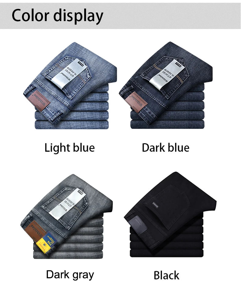 Wthinlee Neue Business Herren Jeans Casual Gerade Stretch Mode Klassische Blau Schwarz Arbeit Denim Hosen Männliche Marke Kleidung