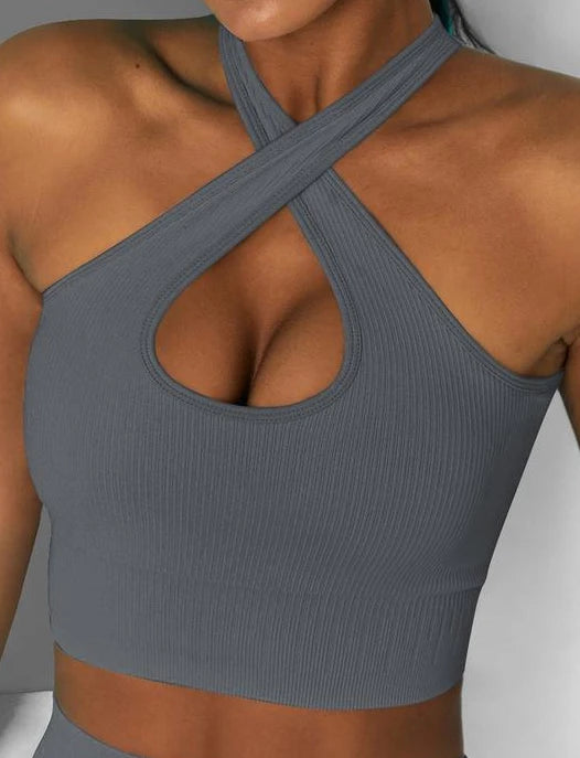 LANTECH Sports Bra Yoga Sportswear Joggings Running Top Training Women Fitness Gym Bra Seamless Workout Activewear Push Up