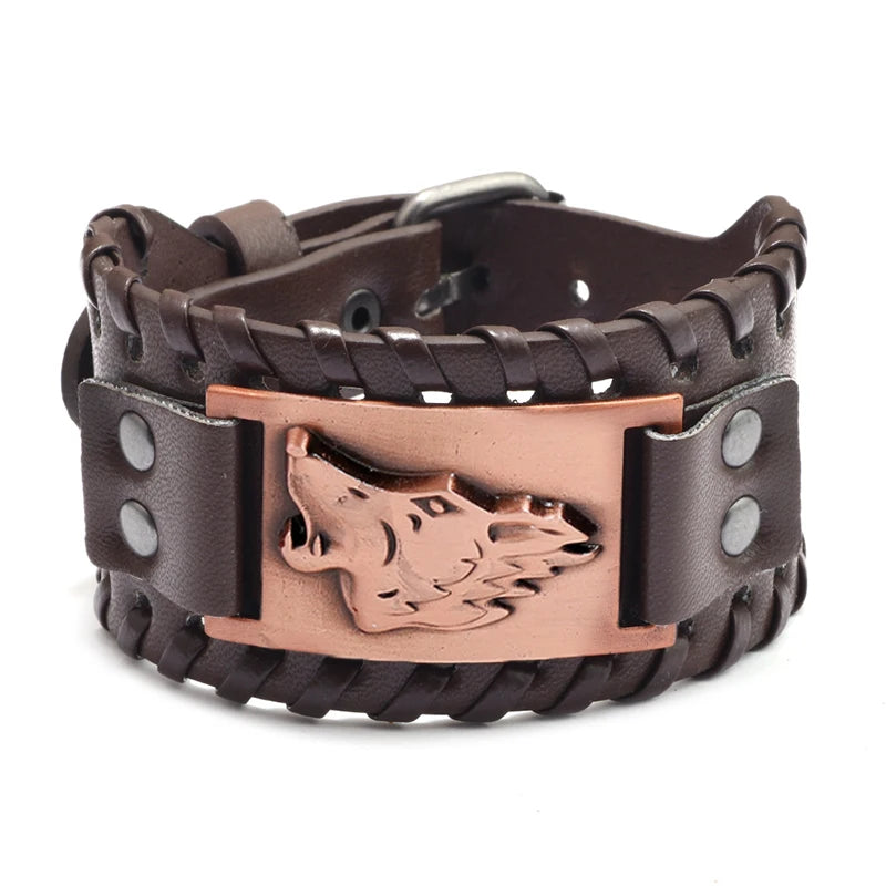 New Retro Wide Leather Pirate Compass Bracelet Men's Bracelet Celtic Viking Jewelry Compass Bracelet Accessories Party Gifts