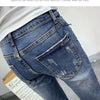 Men's Korean Style Classic Jeans 2023 New Blue Ripped Jeans for Men Fashion Trendy Summer Skinny Ripped Hole Cargo Trousers