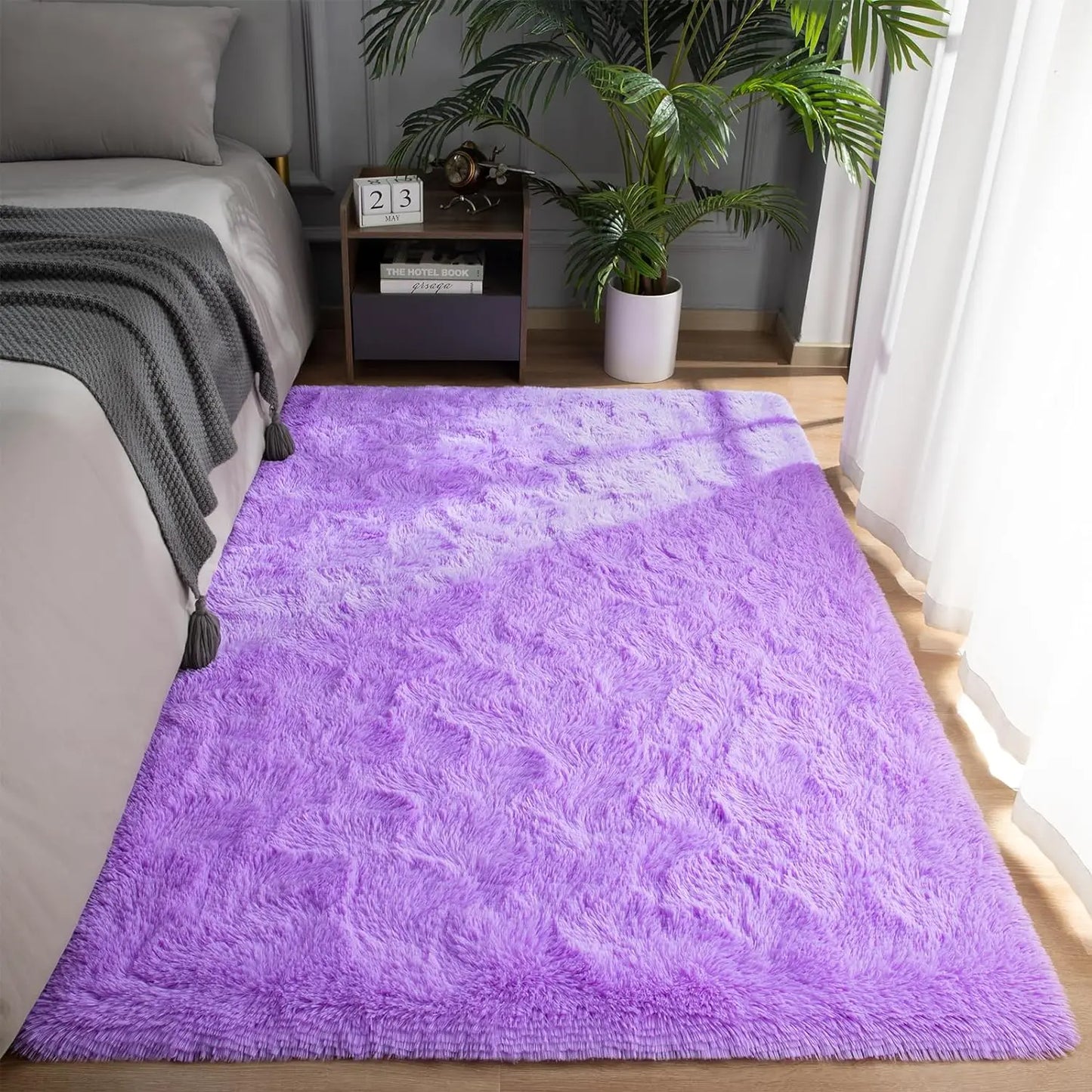 Flauschiger Teppich für das Schlafzimmer, zottelige, flauschige Teppiche für das Schlafzimmer, dicke schwarze Teppiche für das Wohnzimmer, Teppiche für Mädchen und Jungen