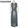 FAGADOER Fashion Streetwear Women Denim Hole Hollow Sleeveless Crop Top And Side Slit Skirts Two Piece Sets Sexy Cowboy Outfits