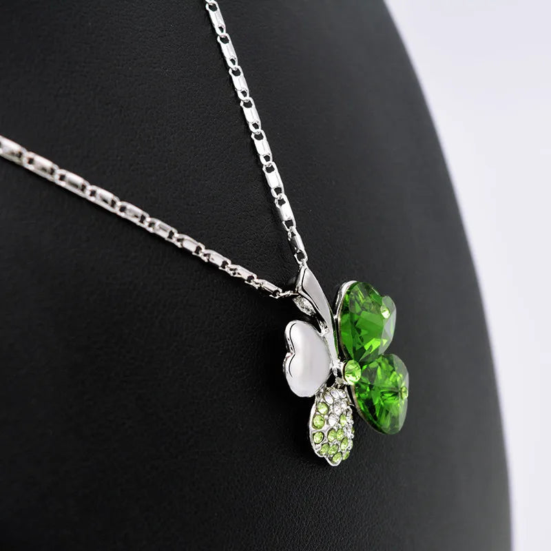 TRPOPSYN Crystal 4 Four Leaf Leaves Clover Pendant Necklaces Lover Birthday Gift Quality Fashion Jewelry Dropshipping Charm Girl