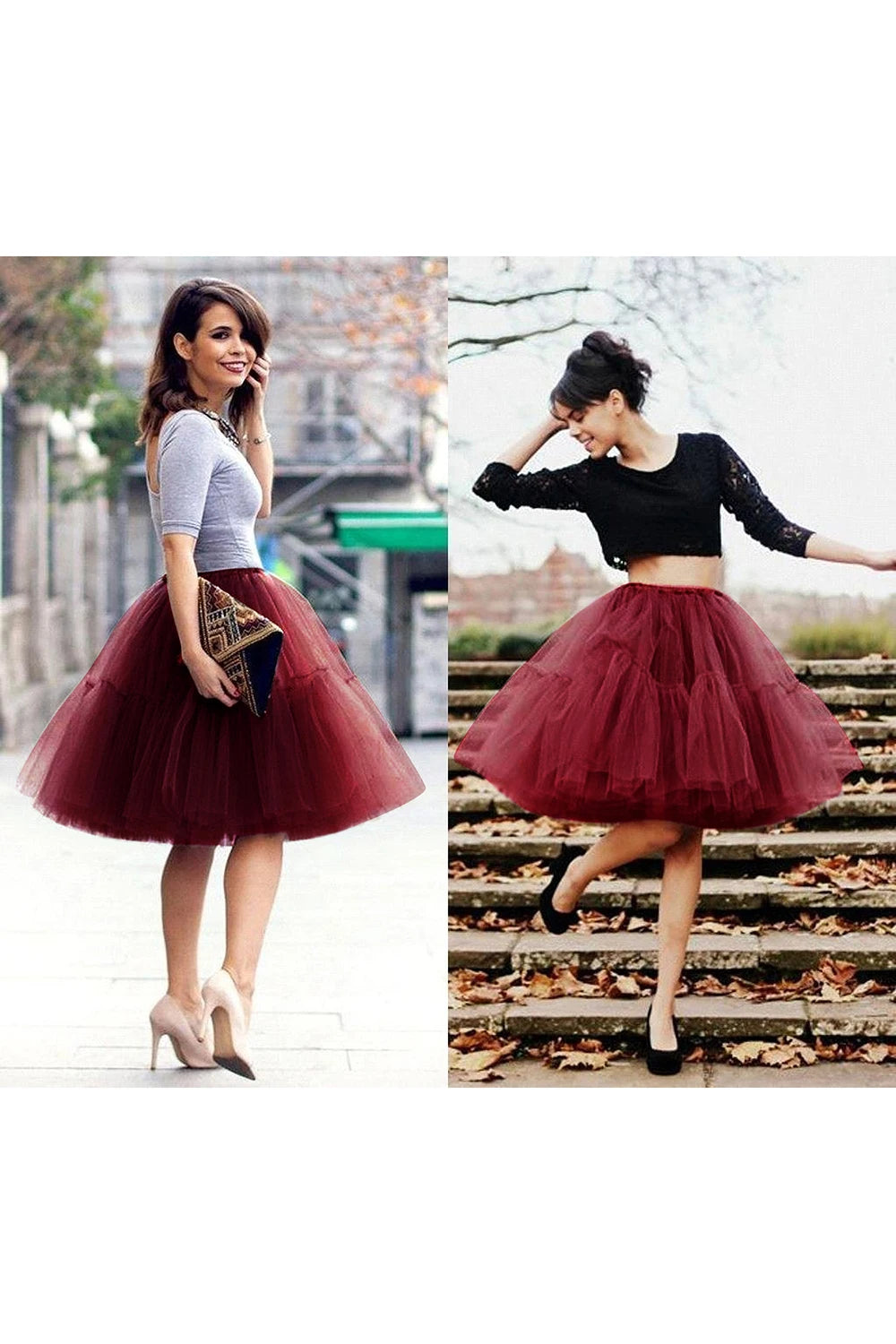 Multi-layer Tulle Tutu Skirts Fuchsia 6 Layers Fluffy Petticoat Underskirt Princess Ball Gown Women Halloween Party Skirt
