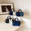 Patchwork Colorblock Mini Handbags For Women Denim Shoulder Cross Body Bags Casual Street Small Boston Bag 2024 Designer Purses