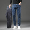 Winter Fleece Dicke Warme Jeans Herren Slim Straight Elastische Denim-Hose Lässige Herrenbekleidung Mode Plüschhose