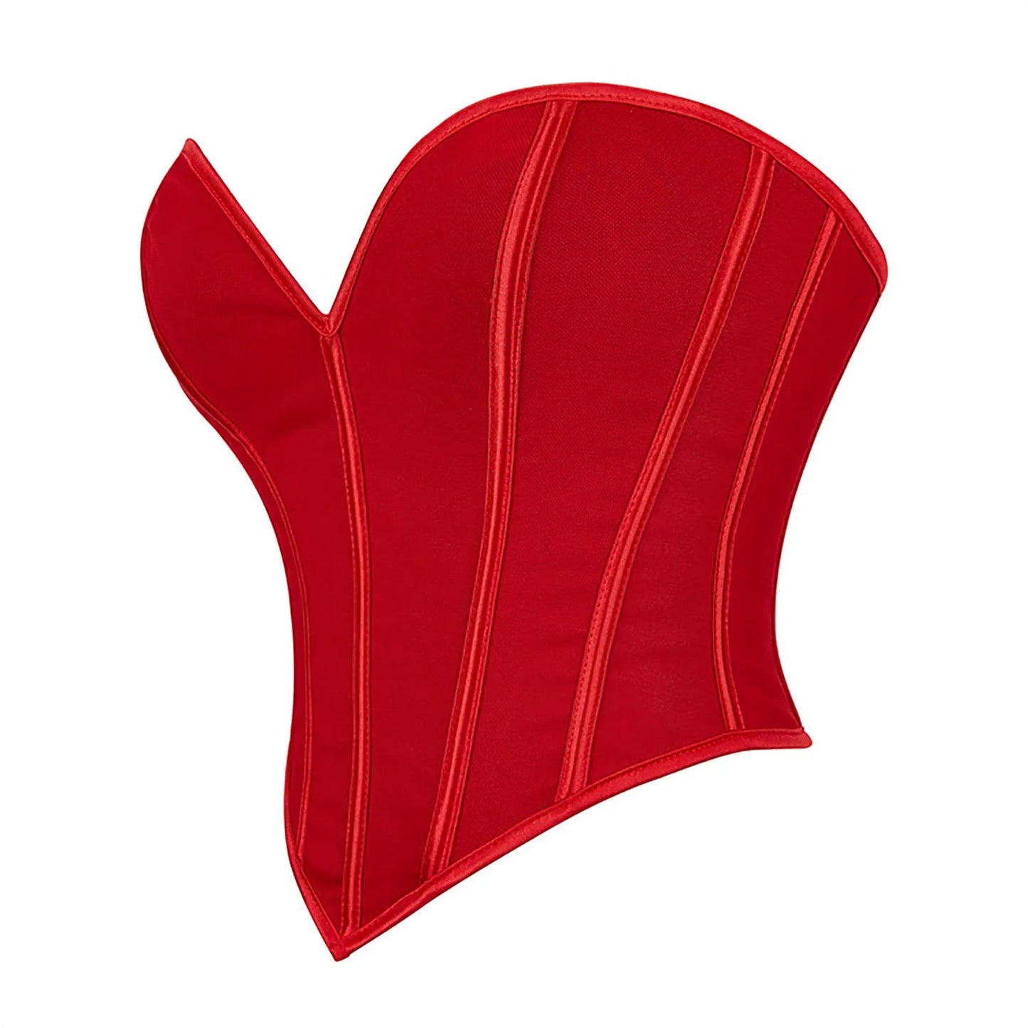 Women'S Strapless Solid Bustier Corset Fishbone Push Up Waist Trainer Crop Tops Sleeveless Backless Padded Bandeau Bikini Top