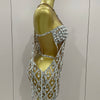 Sexy Sparkly Sequin Diamond Mesh Transparent Two Piece Set Women Celebrate Evening Party Birthday Dress Stage Photo Shoot Wear