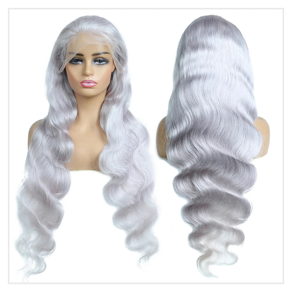 30 40 Inches Silver Grey Body Wave Lace Front Wigs 613 Hd Lace Frontal Wig 13x6 Raw Vietnamese Colored Human Hair Wigs For Women