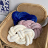 Inyahome Handmade Knot Throw Pillows for Couch Soft Decorative Knotted Comfort Pillow Cushion for Home Sofa Bedroom Decor Blue