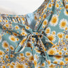 Damen Minikleider Sommer Mode Damenkleider Bedruckte Chiffonkleider mit Blumenmuster, gerafft, plissiert, kurze Puffärmel, Freizeitkleid