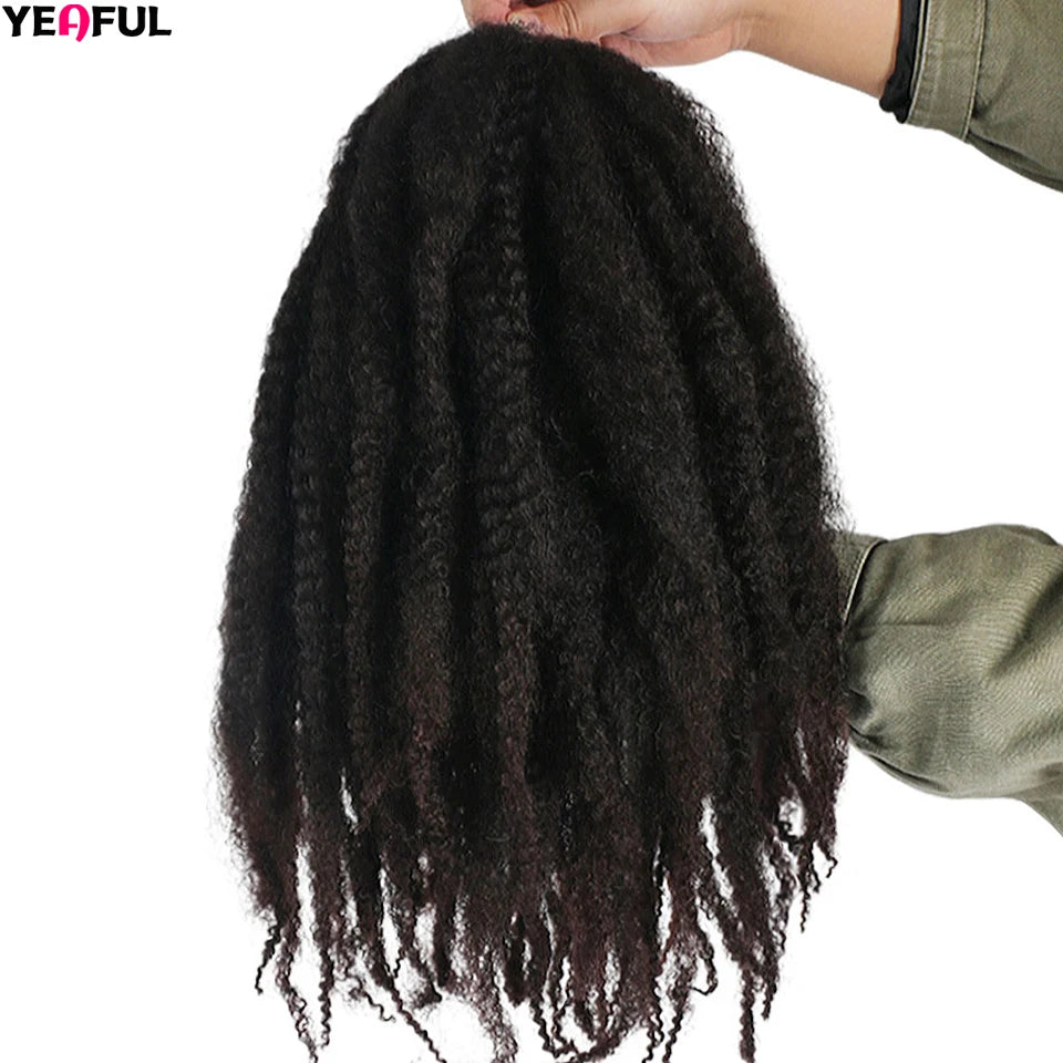 Yeaful 18 Inch Synthetic Marley Twist Braiding Hair Red Black Brown Ginger Bug Blonde #4 Pre Looped Marley Twists Crochet Hair