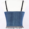 Irene Tinnie Sexy Cute Loch Cartoon Dekoration Push Up Bustier Damen Jeans Bralette Cropped Top Weste Große Größe
