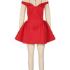 Fashion Halter A-line Deep V Off Shoulder Backless Birthday Women Red Mini Dress Sleeveless Ruched Princess Party Bodycon Robe