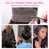 Invisible Strap HD 360 Lace Front Wigs Human Hair Kinky Straight 250 Density Precut 360 Full Lace Wig Drawstring Glueless Wig